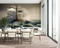 A contemplative gentle wave wallpaper mural for a feature wall.
