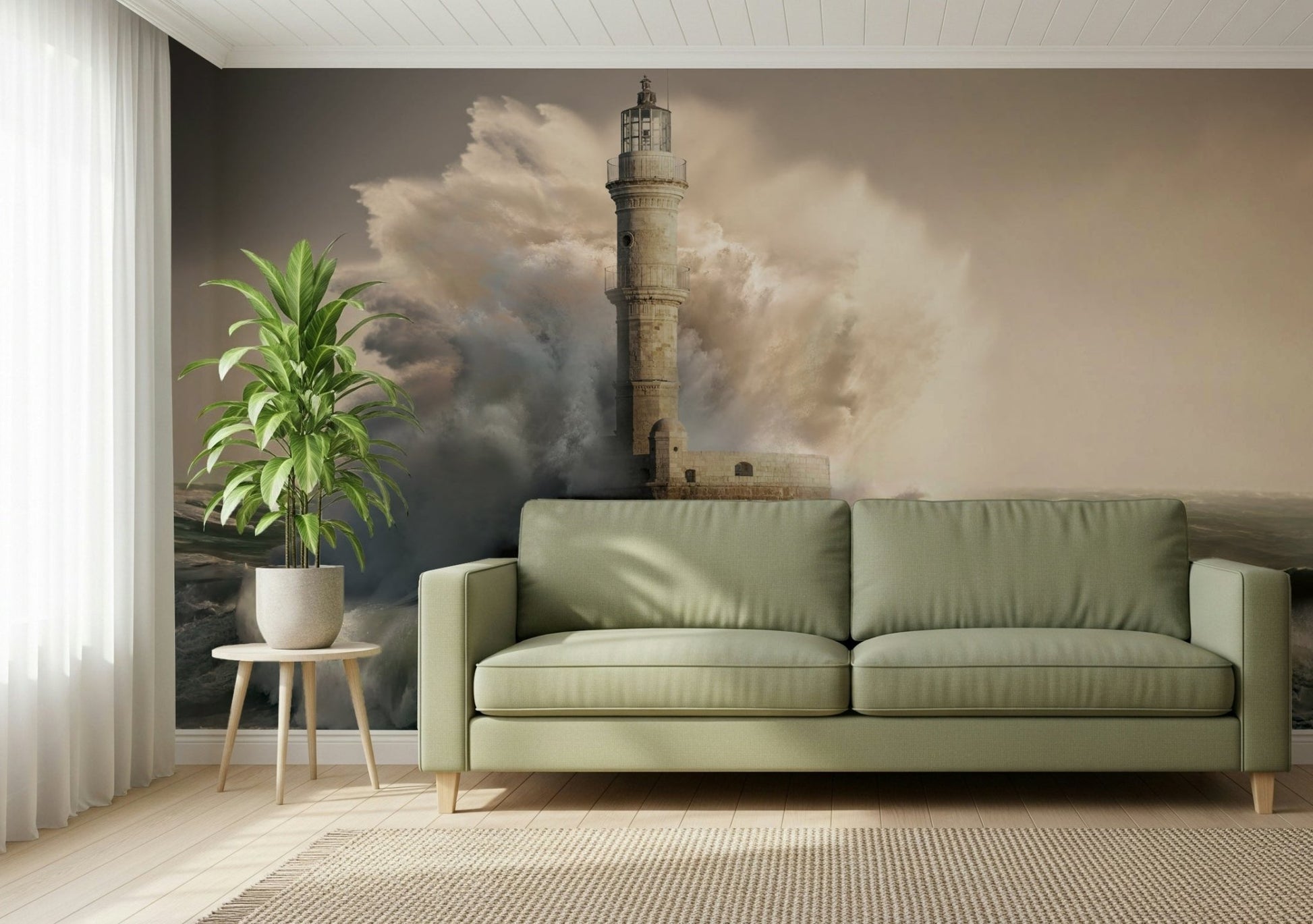 An artistic nature seascape mural for home decor.