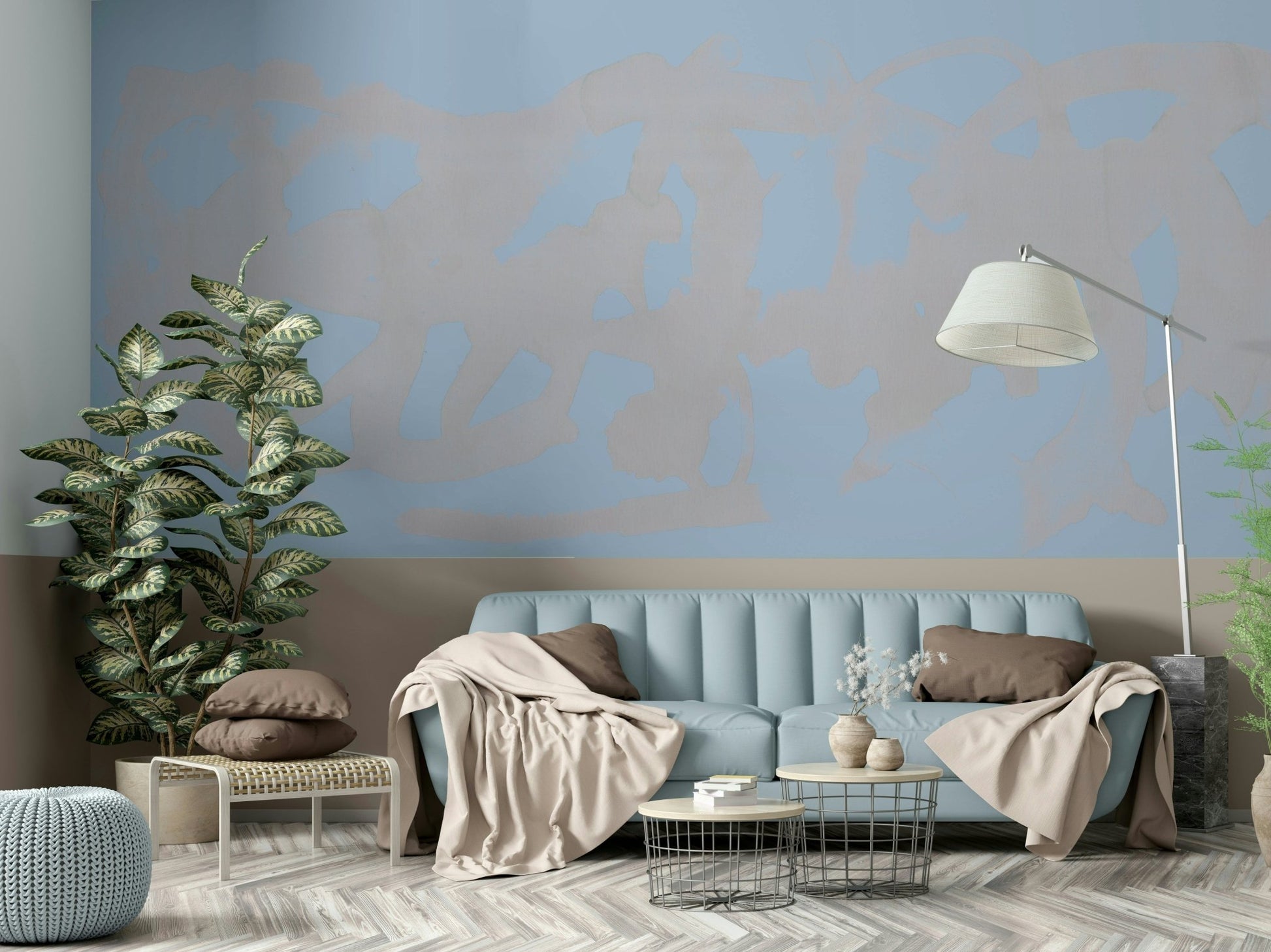 Soft abstract mural wallpaper in calm tones

