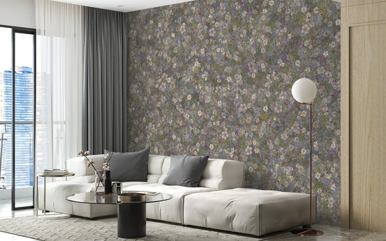 Wildflower embroidery wallpaper mural for living room DTLE17
