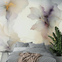 Dreamy wall mural featuring lilac and lavender hues.


