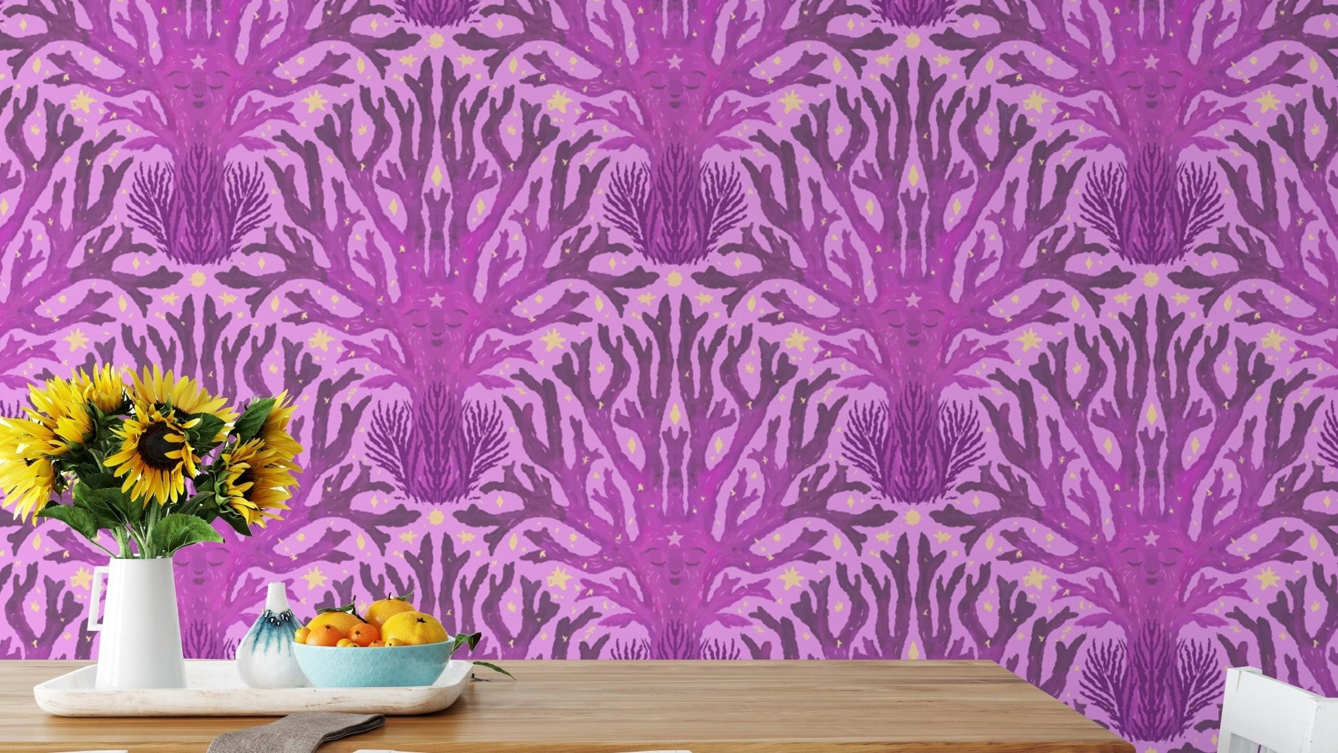 Lilac coral-inspired wall mural for modern spaces

