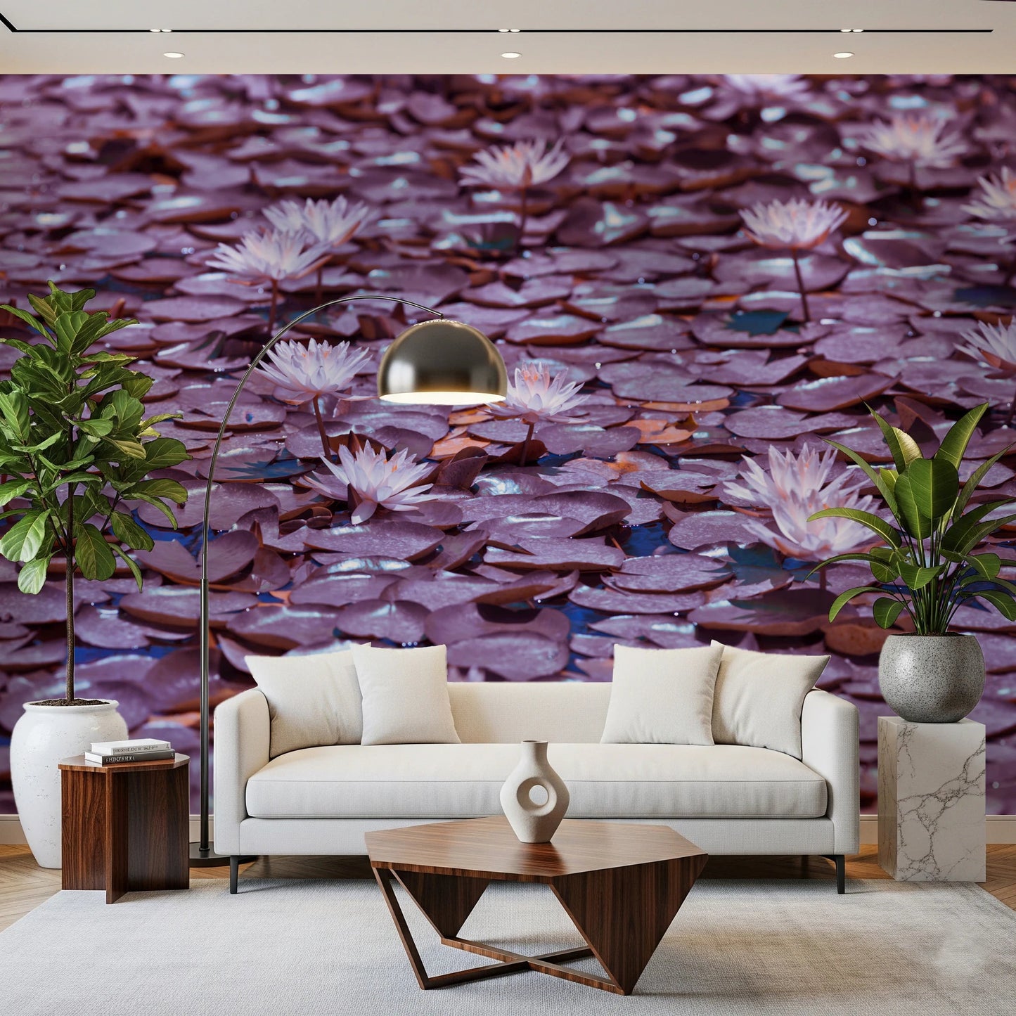 Lilac Lotus Pond Wall Mural