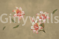 Lily Whisper wall mural with organic textures in a modern foyer.
