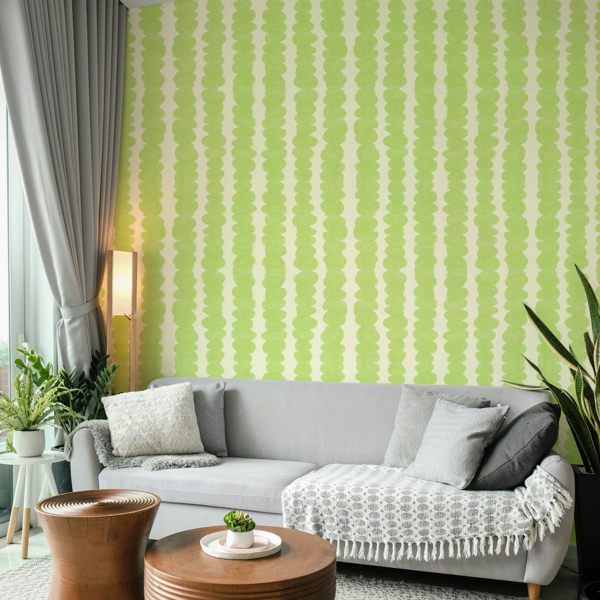 Nature-inspired lime pebble wallpaper design

