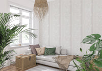 Minimalist botanical wallpaper with off-white lily designs for home offices, GD8366