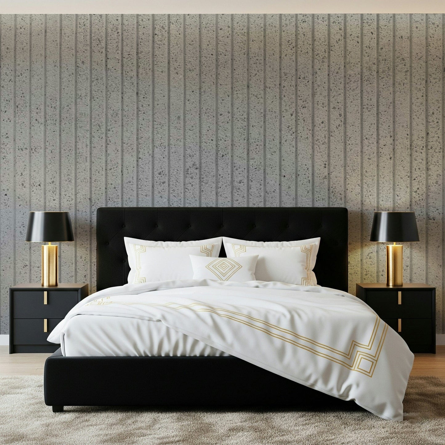 Linear Concrete Illusion Wall Mural in an entryway, adding architectural interest., GD6121