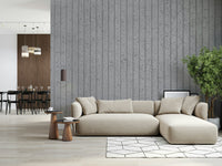 Linear Concrete Illusion Wall Mural close-up, modern textured gray wallpaper., GD6121