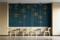 A minimalist wall mural featuring a pattern of ginkgo leaves. GD4153


