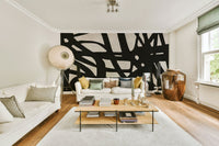 The mural is black and white.

