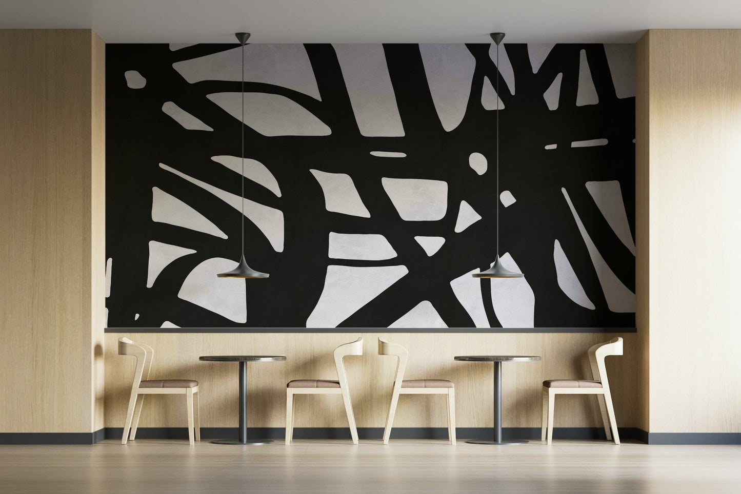 It is installed on an office wall.

