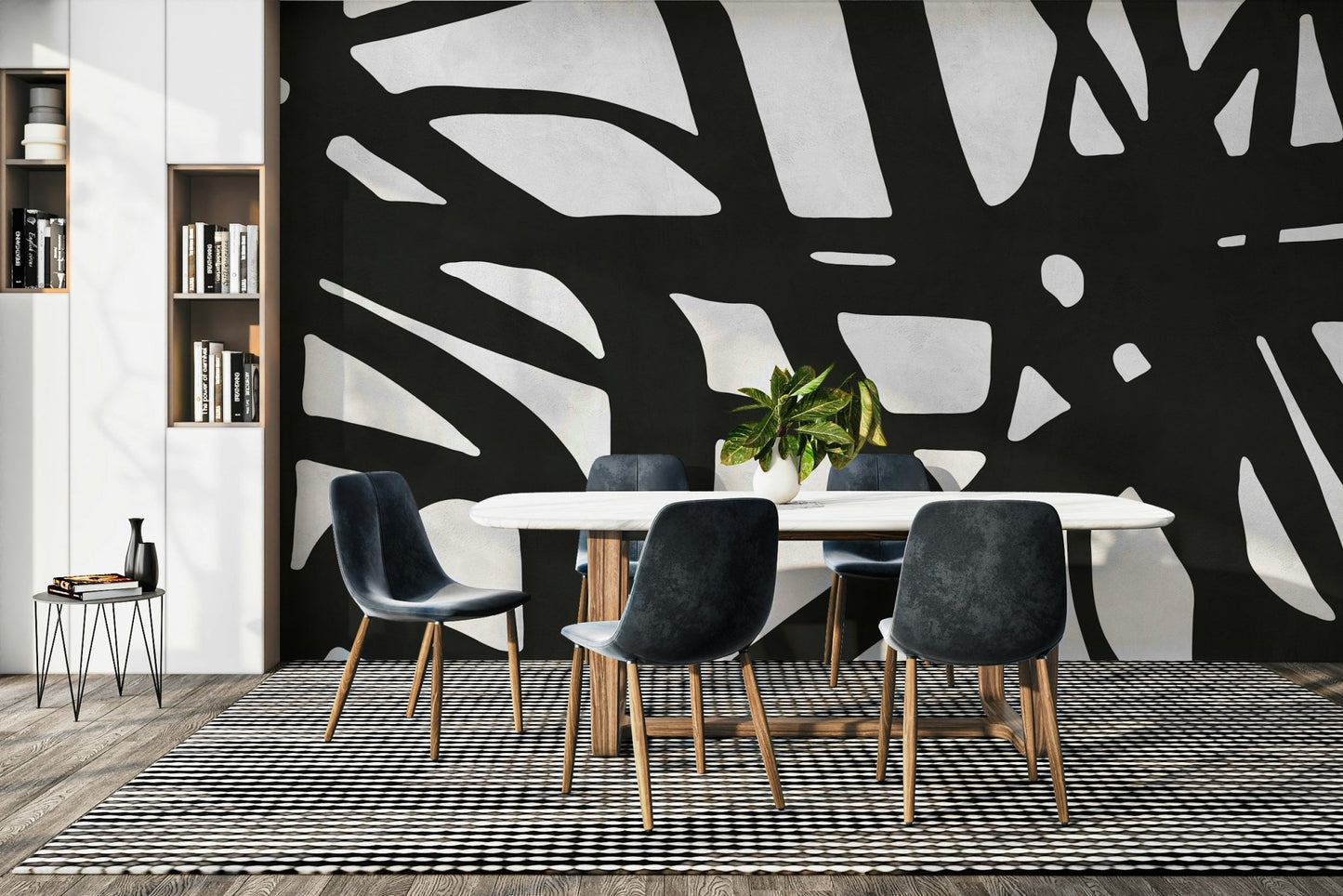 The design features intersecting straight lines.

