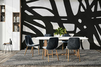 The design features intersecting straight lines.

