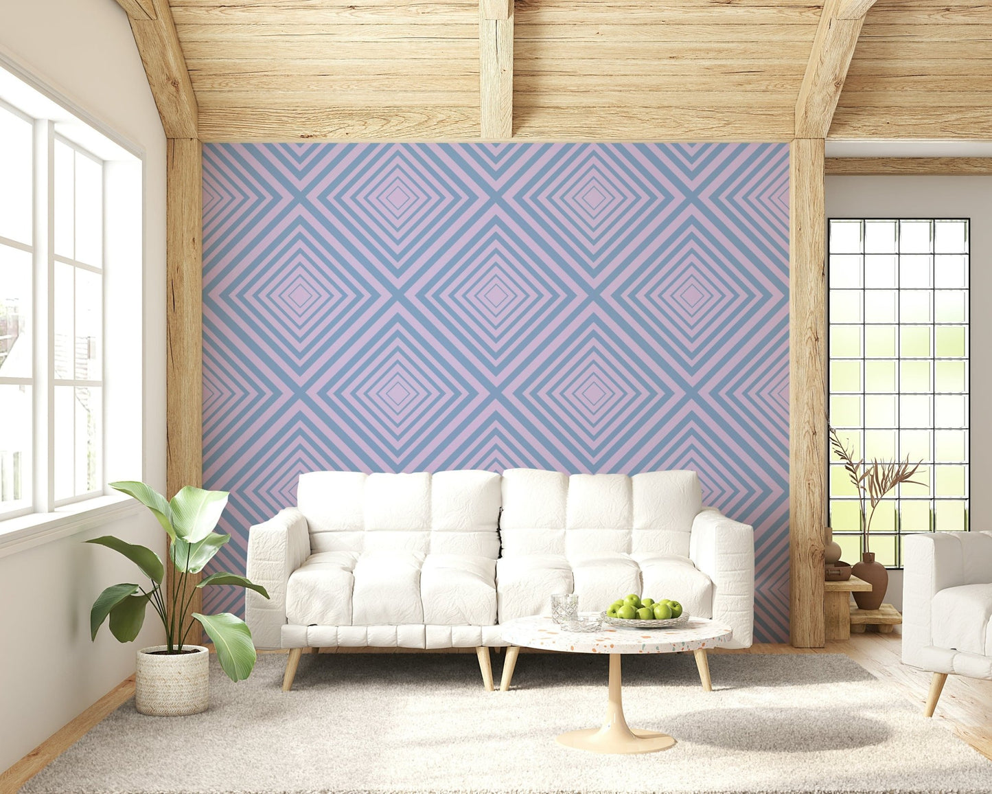 Cool Rhythm refined repeating wallpaper using converging bands.