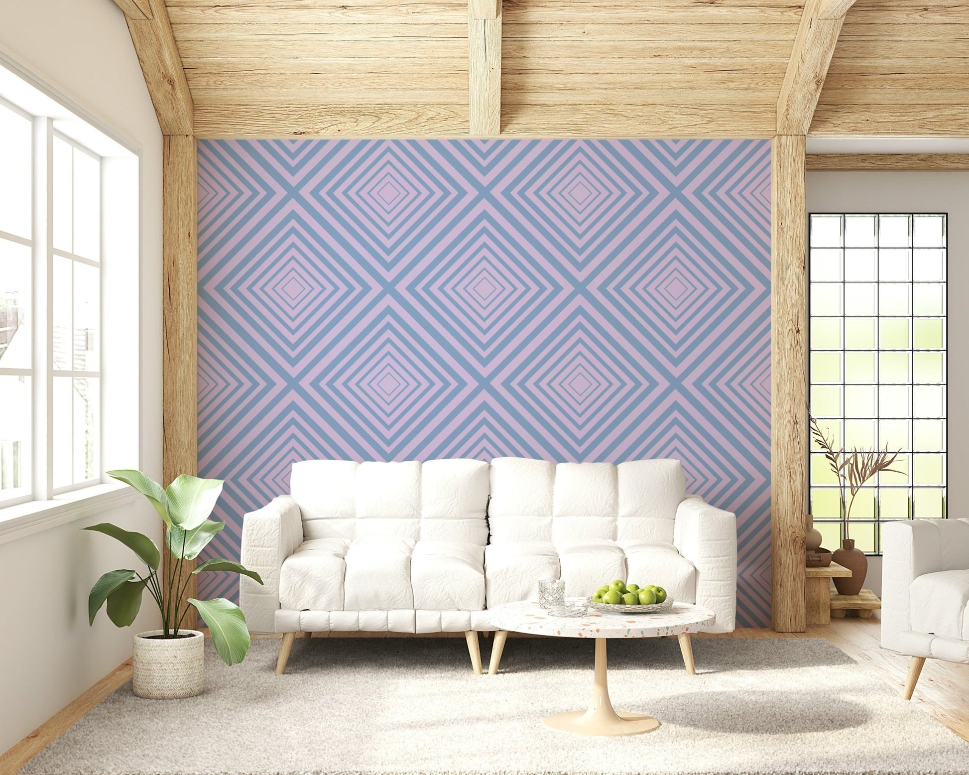 Cool Rhythm refined repeating wallpaper using converging bands.