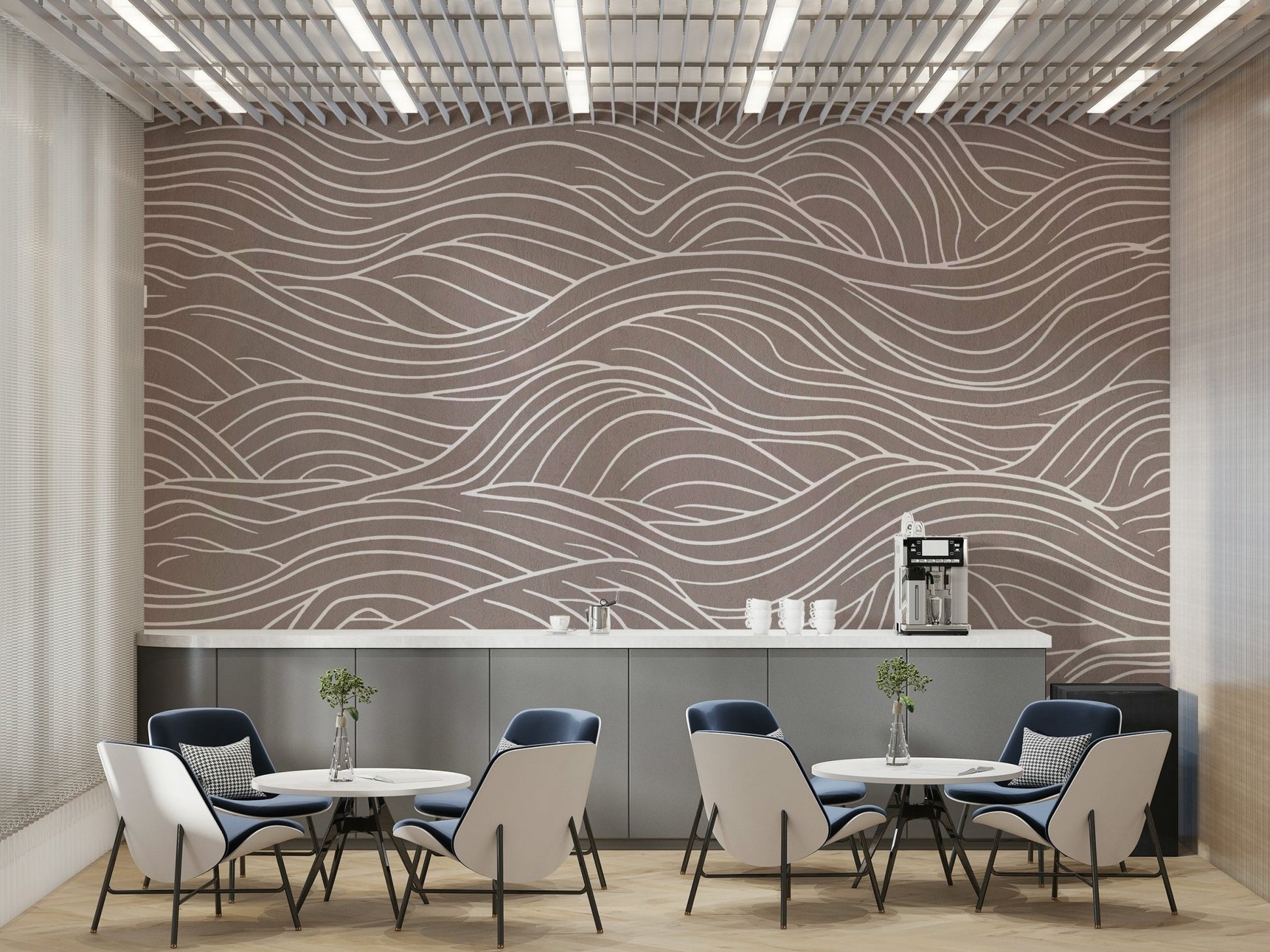 The design features a repeating pattern of soft, fluid lines.

