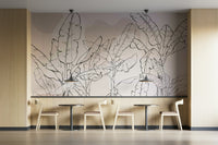 A wall mural of a peaceful leaves pattern.

