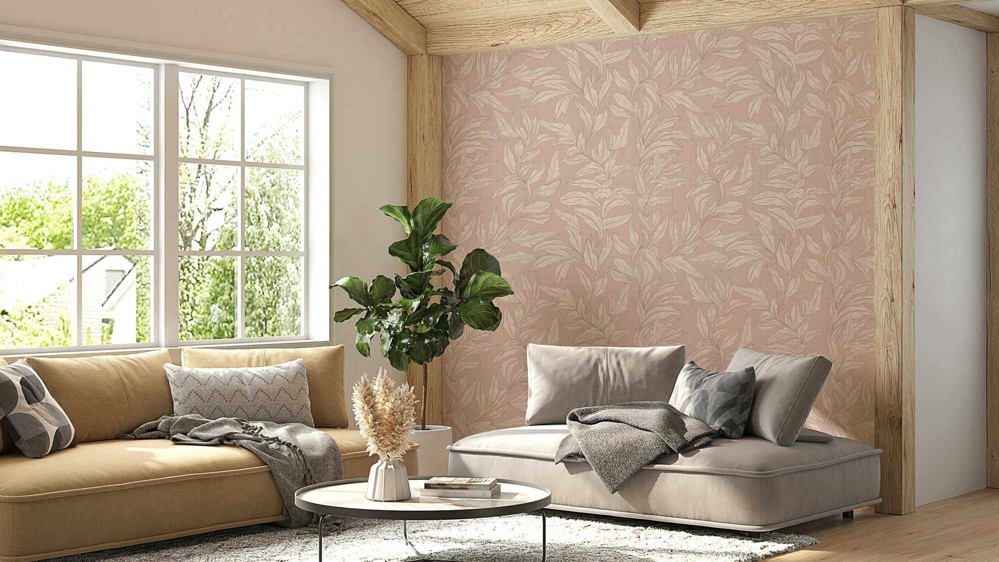 Linen Leaf wall mural, GD1000