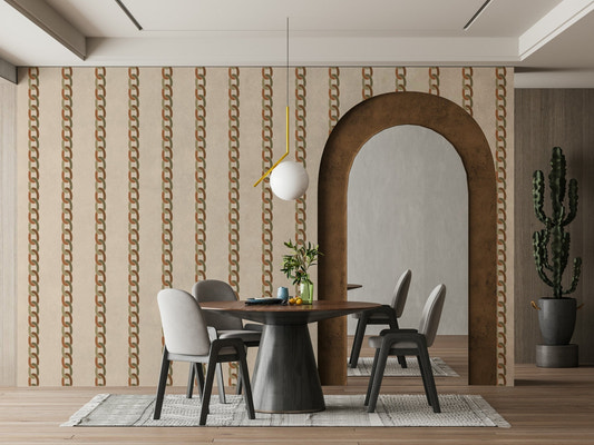 A detailed close-up of a modern wall mural pattern.


