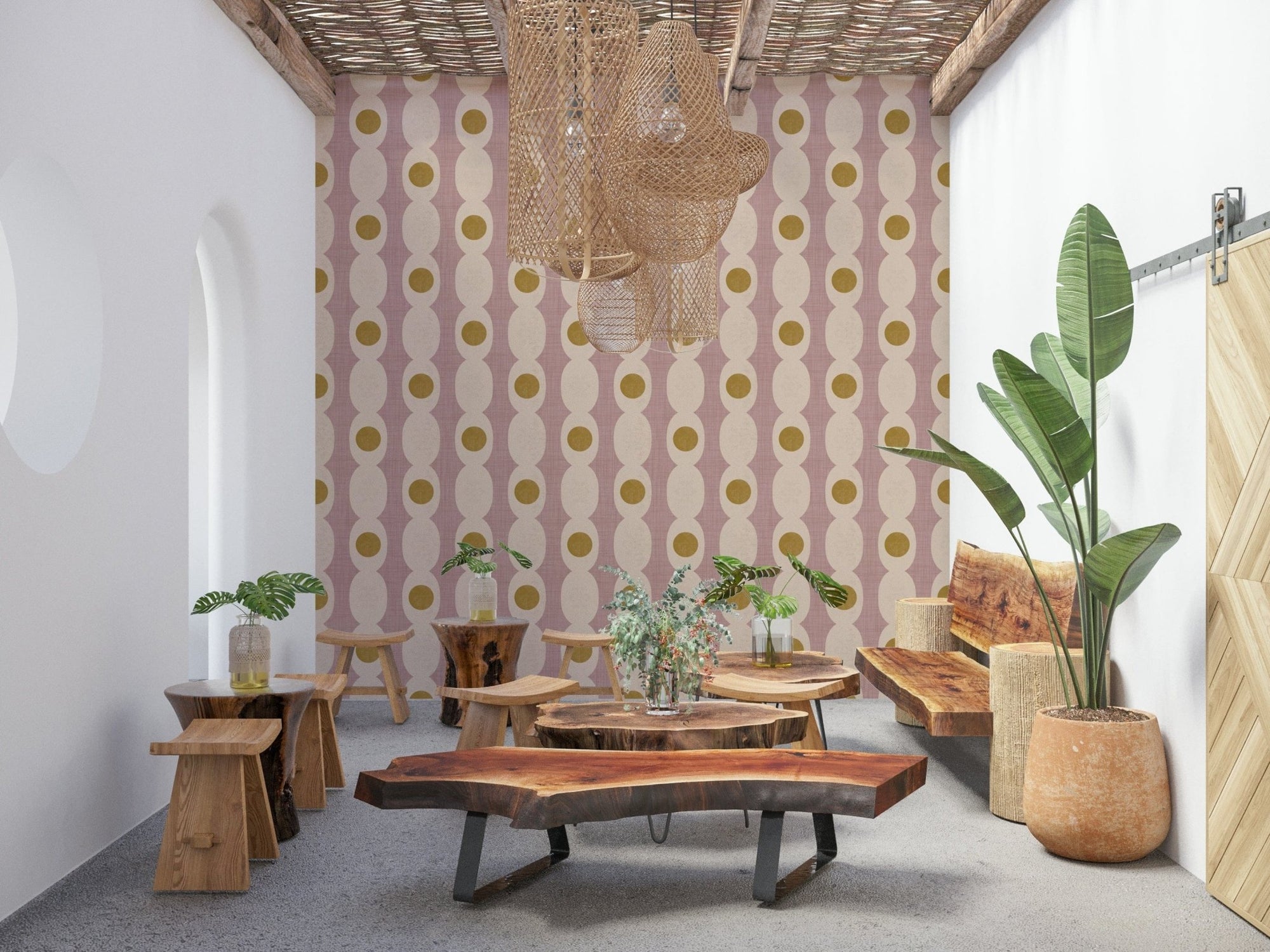 Chic mid-century Linked Mod Wallpaper⁠ pattern, GD6529