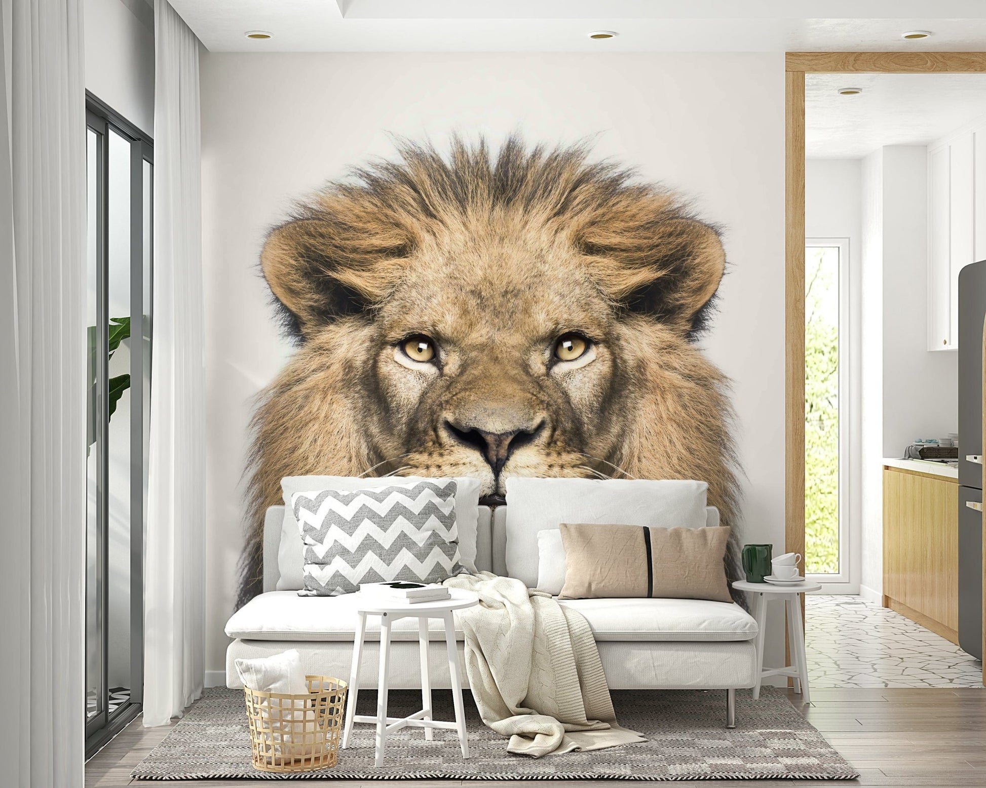 Powerful lion head front-facing view

