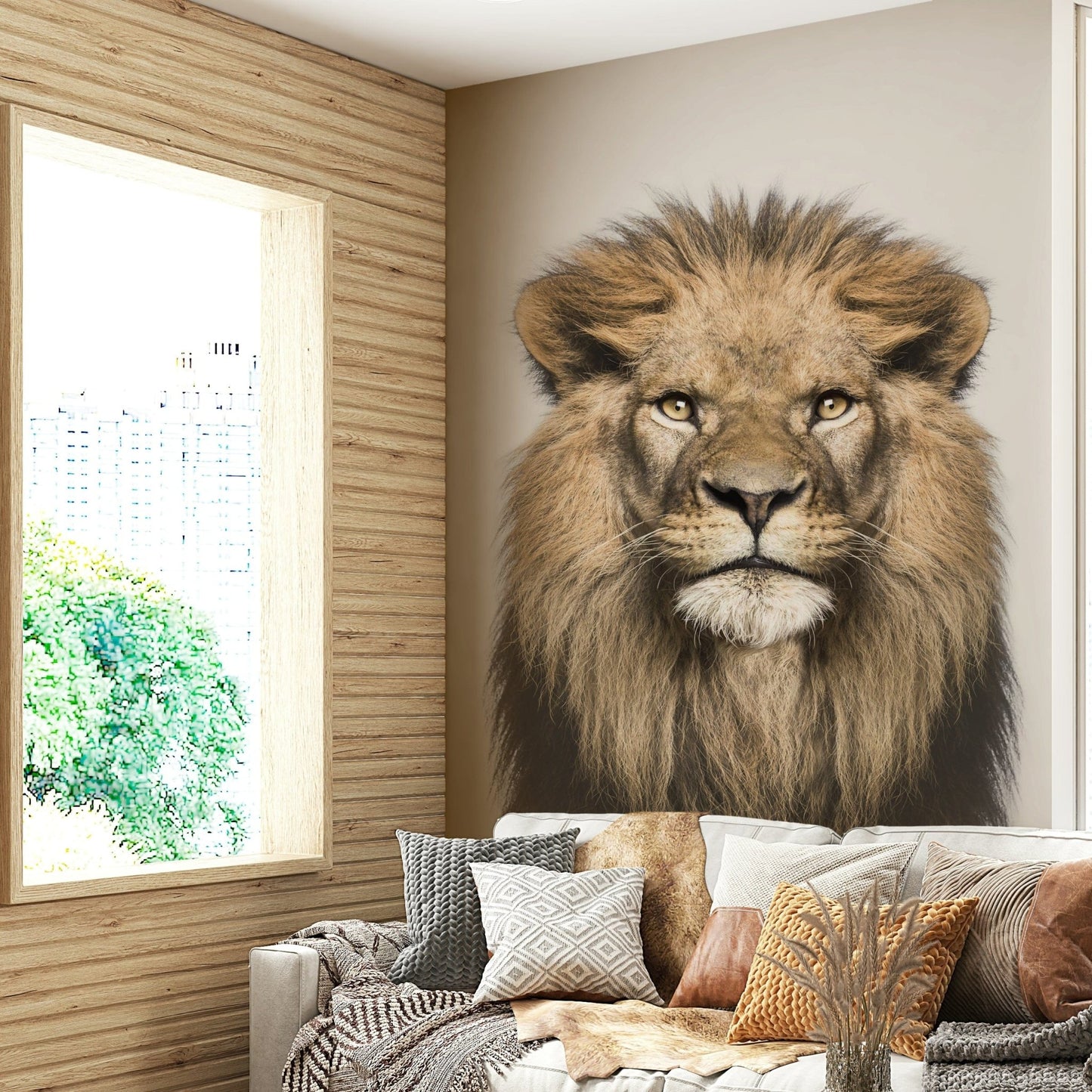 Lion with thick flowing mane photo

