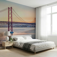 Urban nature inspired mural for a sophisticated hallway interior.