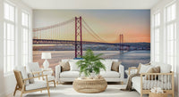 Detailed European streetscape wallpaper for a serene study space.