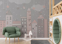 Cartoon Cityscape Wall Design
 B505