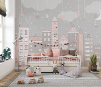 Whimsical Cityscape Drawing Wallpaper B505
