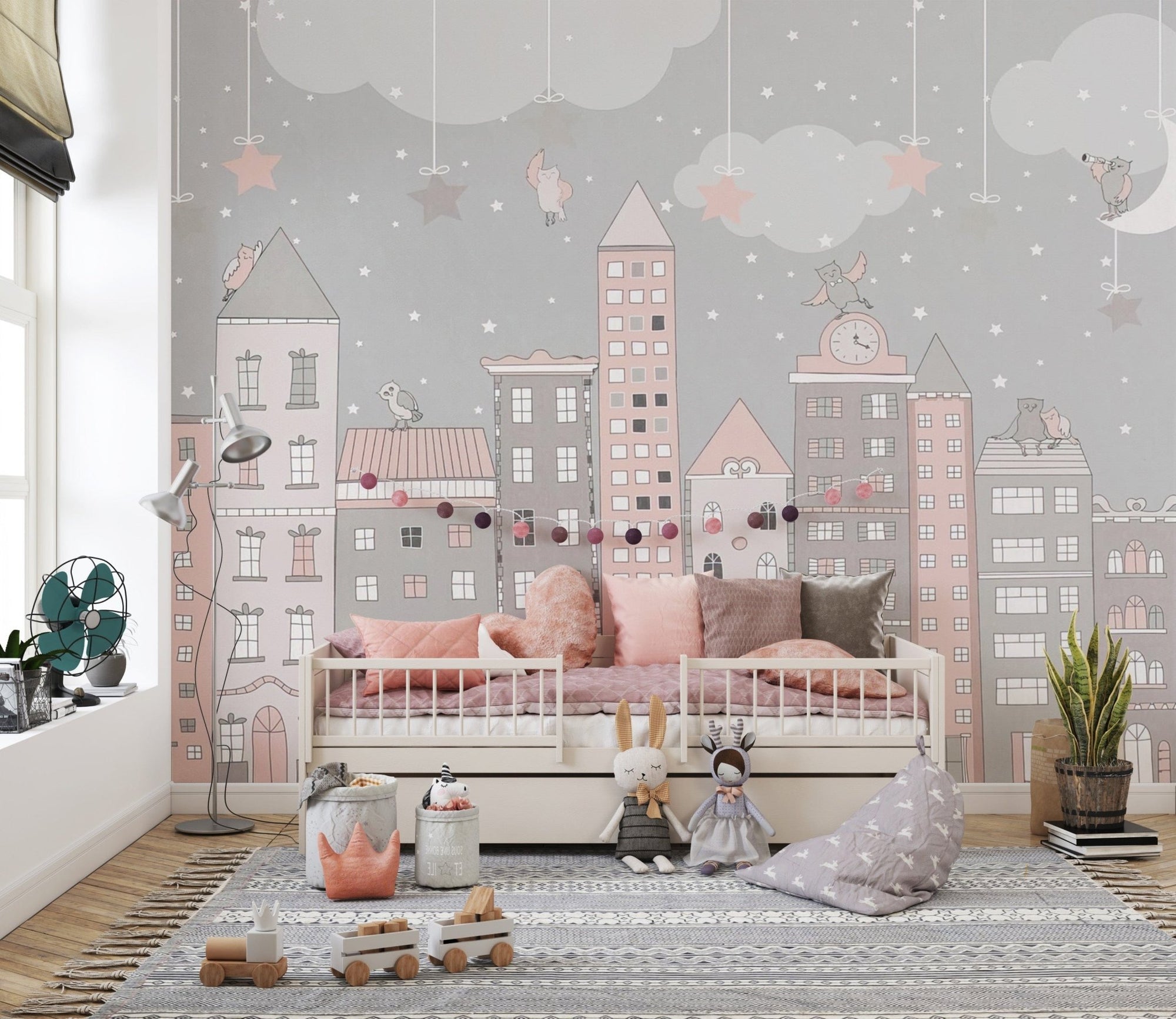 Whimsical Cityscape Drawing Wallpaper B505
