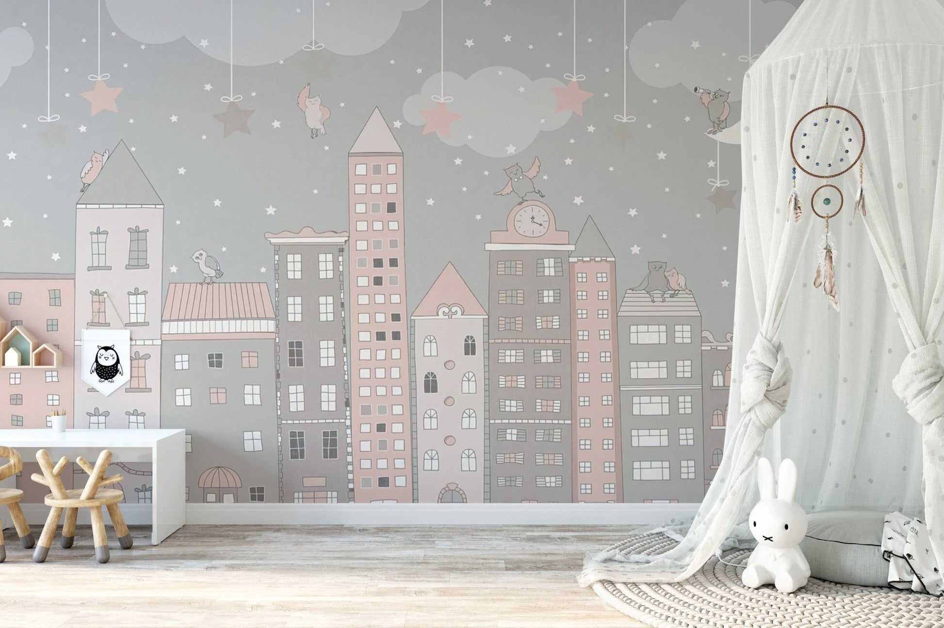Illustrated Little Town Wall Mural
 B505