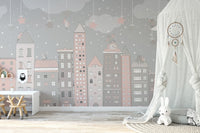 Illustrated Little Town Wall Mural
 B505