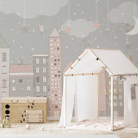 Artistic Cityscape for Kids' Rooms Wallpaper B505
