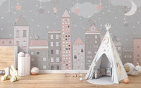 Fun City Outline Wallpaper for Kids
 B505
