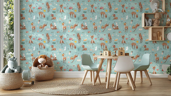 Deer and Hare Kids Wallpaper B221