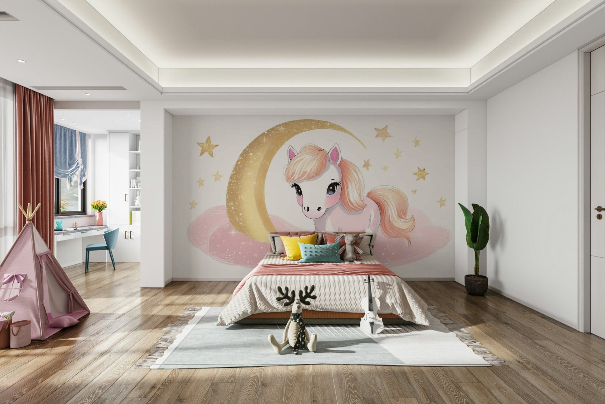 Peel-and-stick Little Star Pony mural for easy setup

