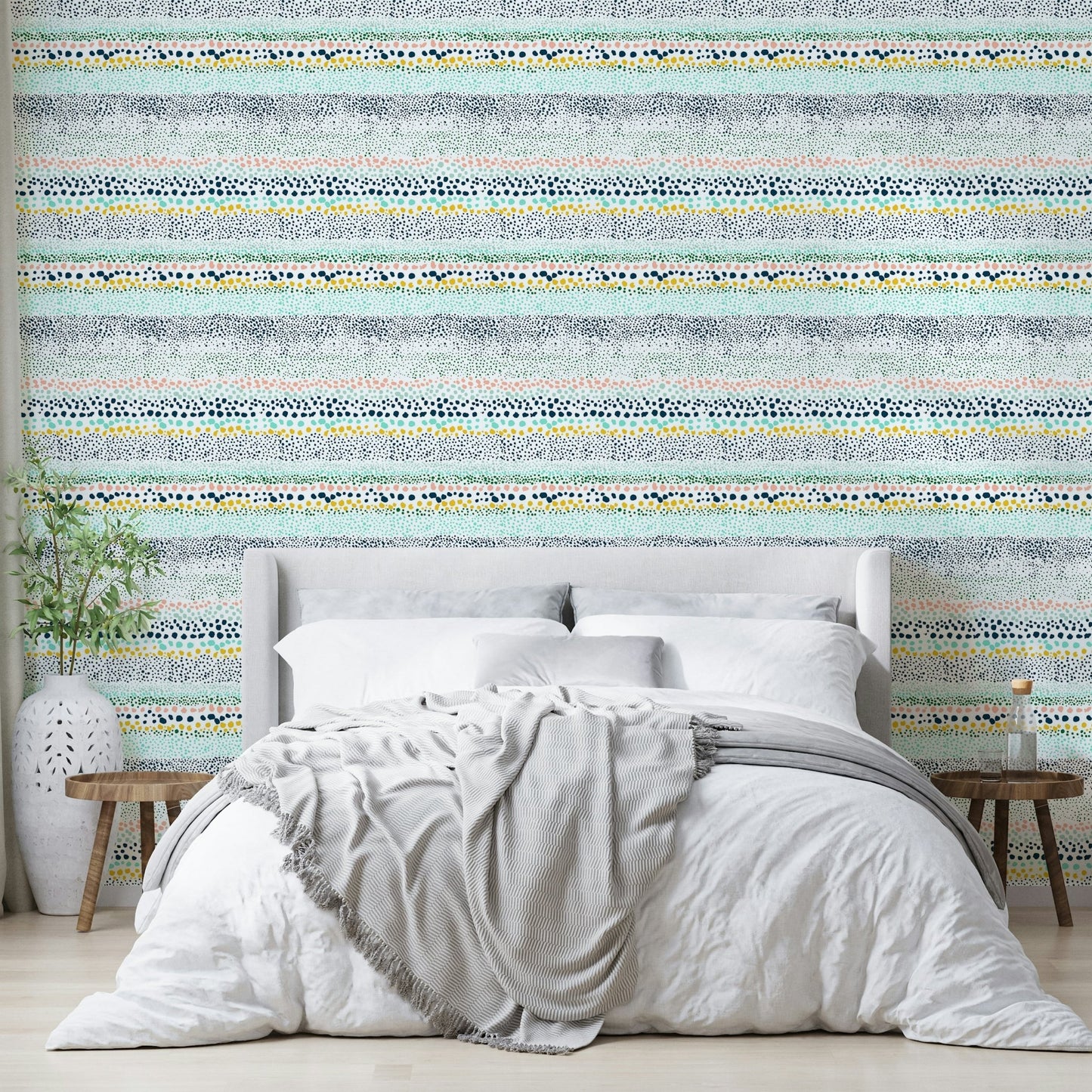 Hand-painted dot pattern wallpaper

