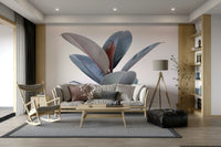 Nature-inspired mural with vivid green leaf textures.

