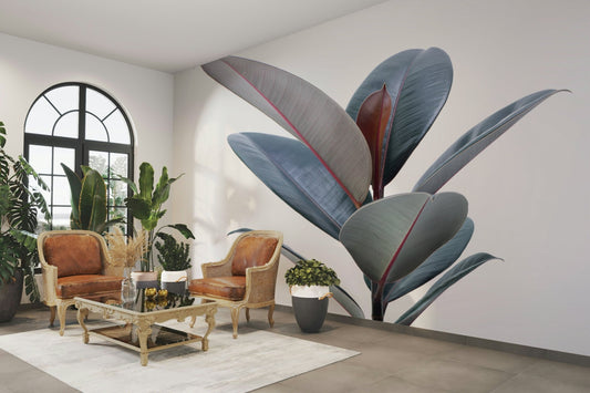 Lush green foliage wall mural for natural interiors.


