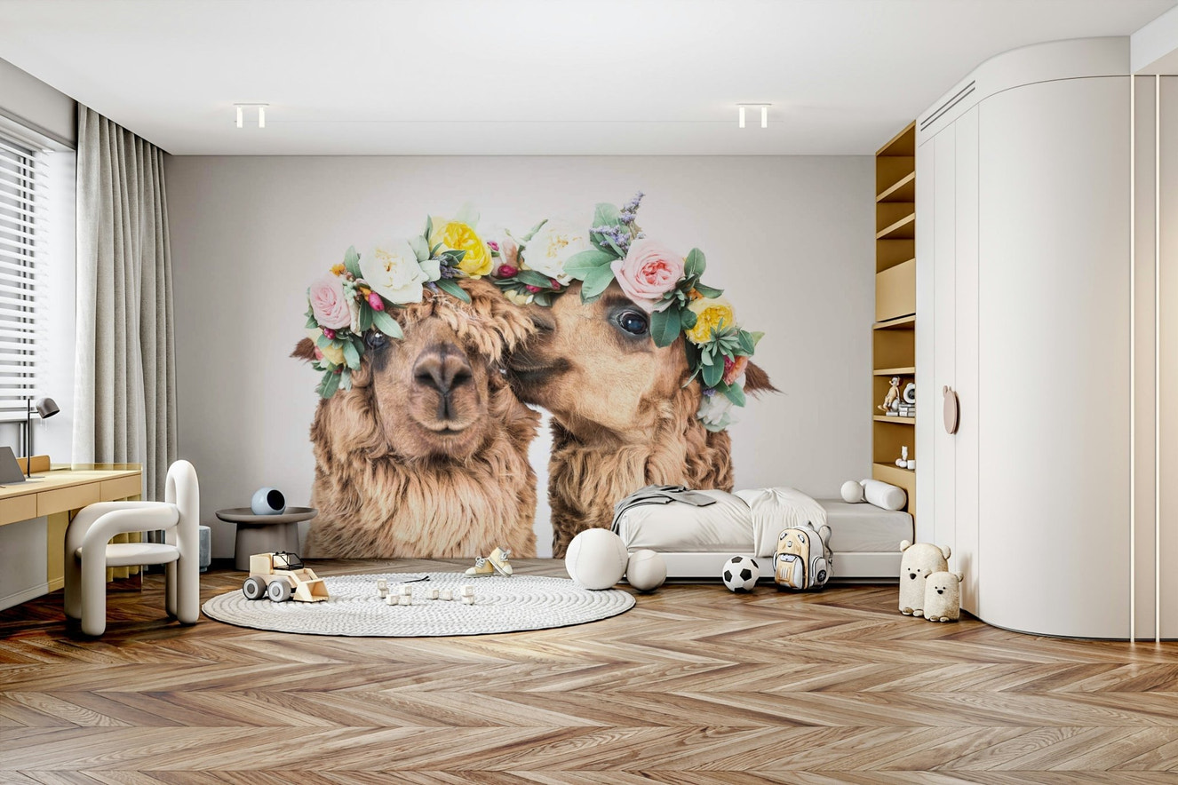 Endearing llamas with gentle expressions.

