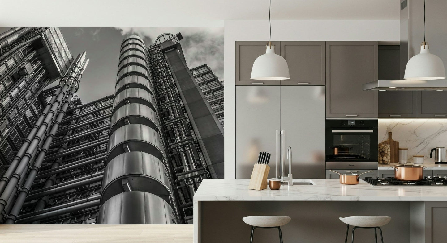 Skyscraper Lloyds Building mural, reflective surfaces and bold lines., GD6874