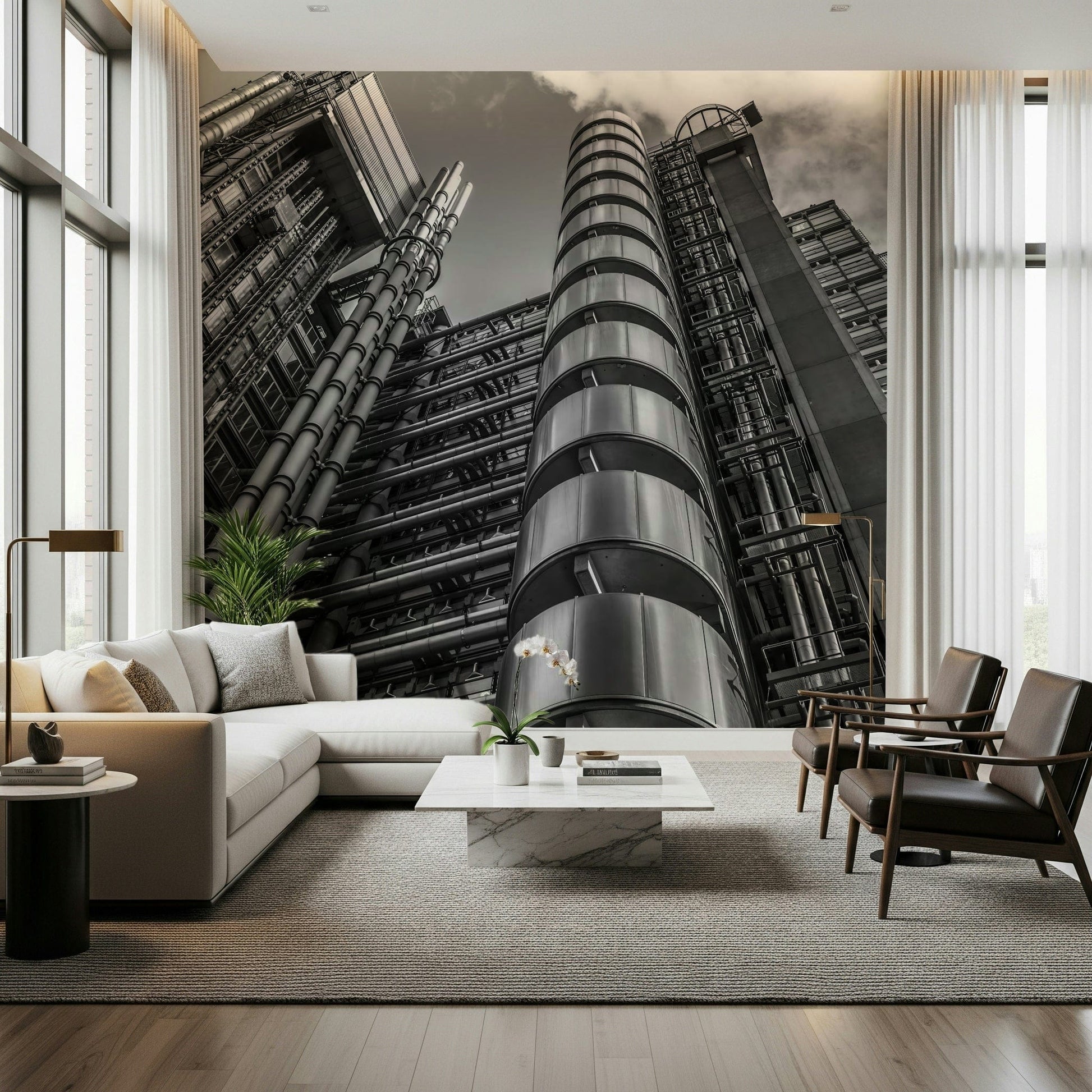 Gritty Lloyds Building wall mural, urban detail in photographic style., GD6874