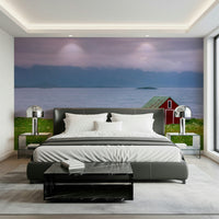 Scandinavian style scene, Lofoten Coastal Escape removable wallpaper option.
