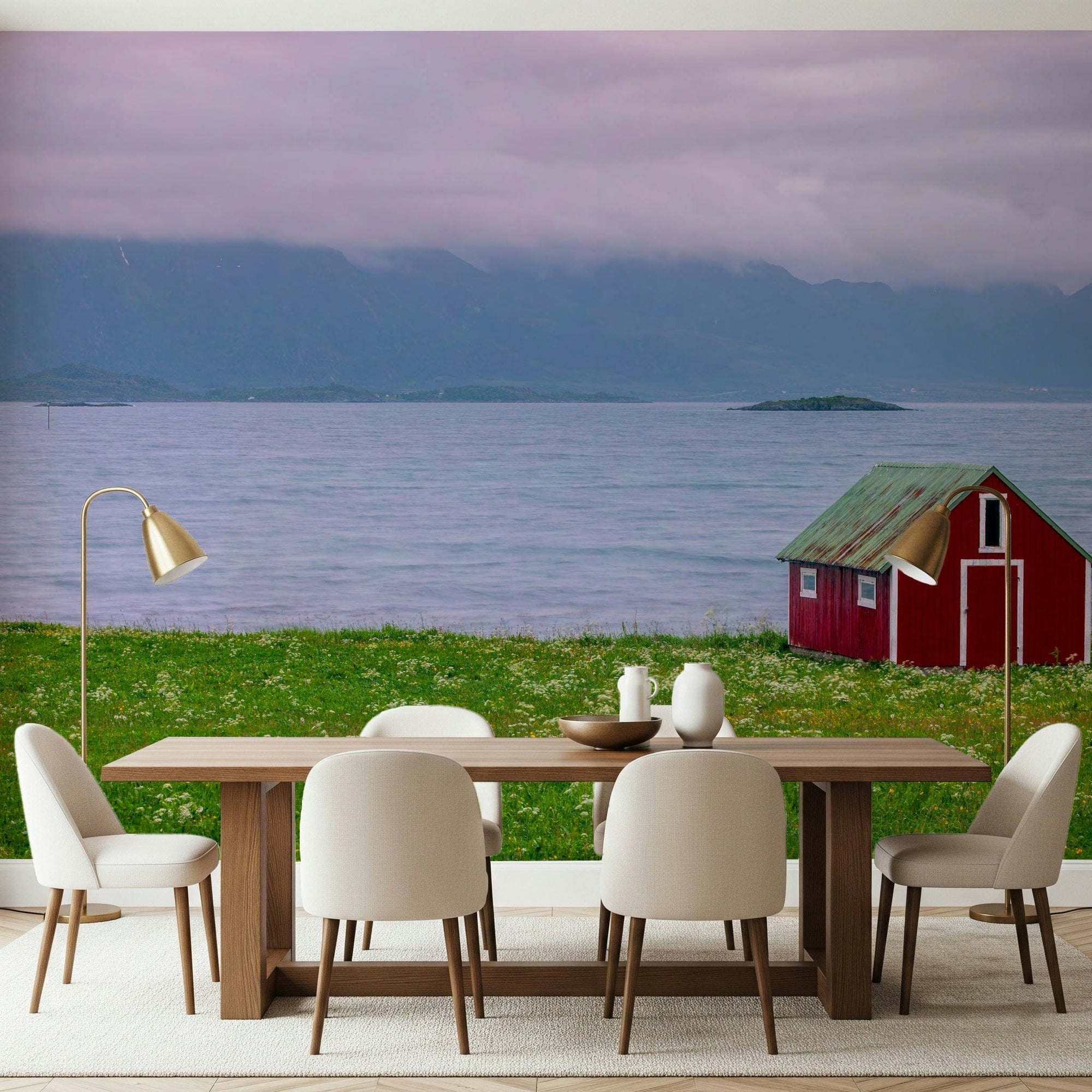 Lofoten Coastal Escape, scenic ocean mural, dramatic cloudy sky., GD7113