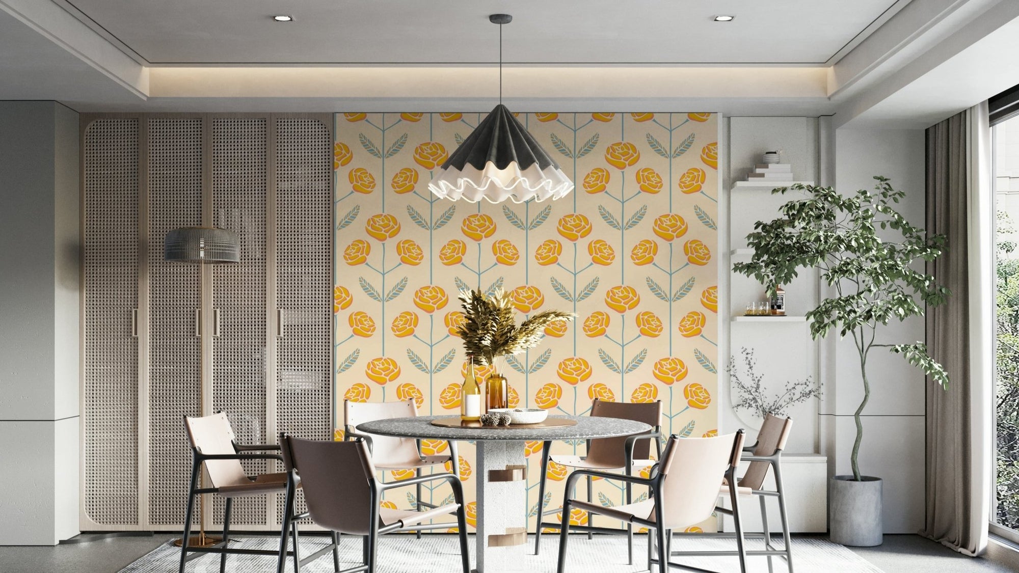 Mid-century modern floral pattern. GD2798

