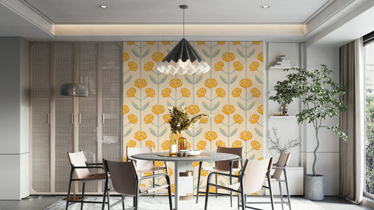 Mid-century modern floral pattern.

