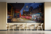 A beautiful night scene wall mural for a living room.

