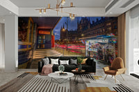 An artistic travel theme mural for home decor.

