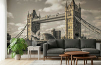 Vintage London Bridge towers view, unique wall decor.